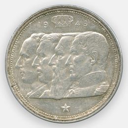 100 франков 1949 Бельгия (Серебро 0,835 18,0 гр)