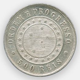 500 рейсов 1889 Бразилия (Серебро 0,917 6,37 гр)