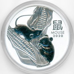 Год крысы 1 доллар 2020 Австралия (Серебро 0,999 31,11 гр)