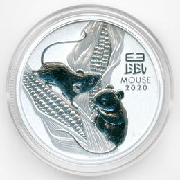 Год крысы 50 центов  2020 Австралия (Серебро 0,999 15,80 гр)