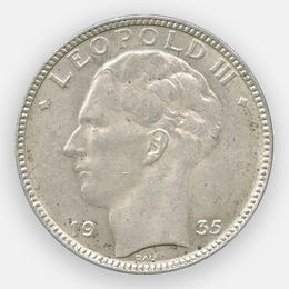 20 франков 1935 Бельгия (Серебро 0,680 11,00 гр)