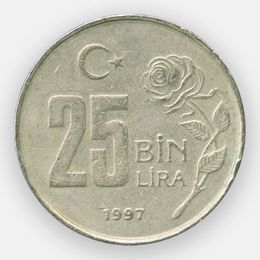 25000 лир (25 бин) 1995-2000 Турция (сост. Very Fine)