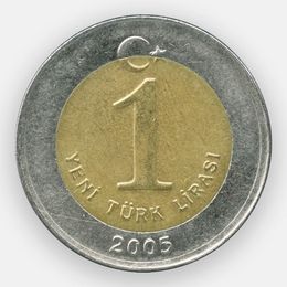 1 новая лира 2005-2008 Турция (сост. Very Fine)