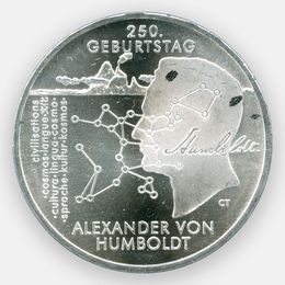 Александр фон Гумбольдт 20 евро 2019 Германия (Серебро 0,925 18,00 гр)