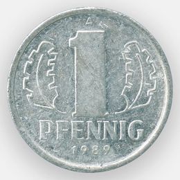 1 пфенниг 1977-1990 Германия (ГДР) (сост. Very Fine)