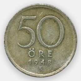 50 эре 1948 Швеция (сост. Very Fine) (Серебро 0,400 4,80 гр)
