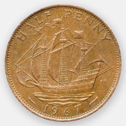 1/2 пенни 1954-1970 Великобритания (Very Fine)