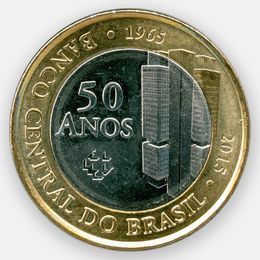 50 лет Центральному банку 1 реал 2015 Бразилия (сост. UNC)