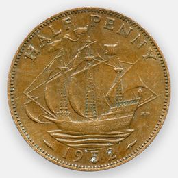 1/2 пенни 1949-1952 Великобритания (сост. Very Fine)