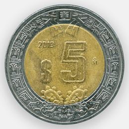 5 песо 1997-2019 Мексика (сост. Very Fine)