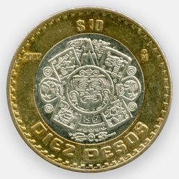 10 песо 1997-2019 Мексика (сост. Very Fine)