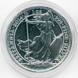 Стоящая Британия 2 фунта 2014 Великобритания (Серебро 0,999 31,21 гр) (сост. UNC)