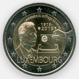 100 лет всеобщему избирательному праву в Люксембурге 2 евро 2019 Люксембург 