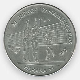 XI Пан-Американские игры, Гавана - Волейбол 1 песо 1990 Куба (сост. UNC)