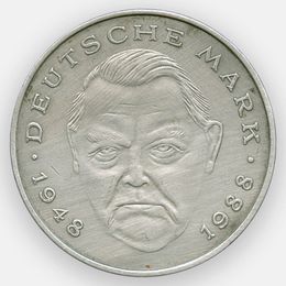 Людвиг Эрхард 2 марки 1990 (G) Германия (сост. Very Fine - XFine)
