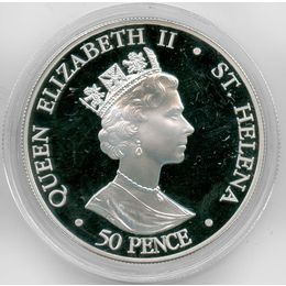 100 лет Королеве Матери 50 пенсов 2000 Остров Святой Елены (proof)