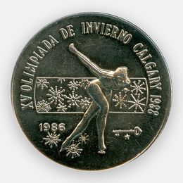 XV зимние Олимпийские игры Конькобежный спорт 1 песо 1986 Куба (сост. UNC)
