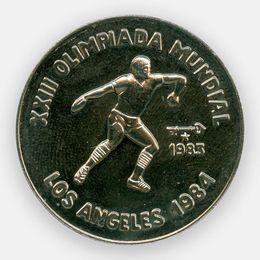 XXIII летние Олимпийские Игры Метание диска 1 песо 1983 Куба (сост. UNC)
