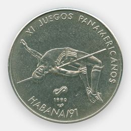 XI Пан-Американские игры Прыжки в высоту 1 песо 1990 Куба (сост. UNC)