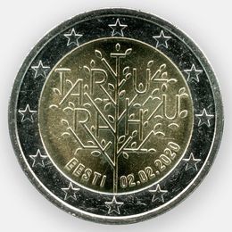 Тартуский мирный договор между РСФСР и Эстонией 2 евро 2020 Эстония