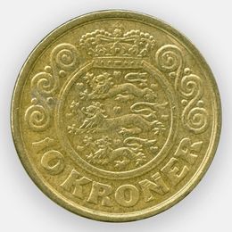 10 крон 1989-1993 Дания (сост. Very Fine)