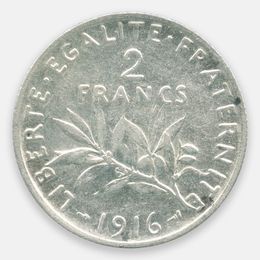 2 франка 1916 Франция (XFine)