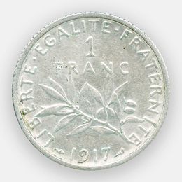 1 франк 1917 Франция (сост. Very Fine)