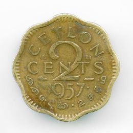 2 цента 1955-1957 Шри-Ланка (Цейлон) (сост. Very Fine)