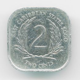 2 цента 1981-2000 Восточные Карибы (сост. Very Fine)