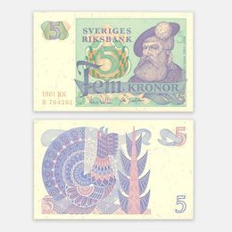 5 крон 1978-1981 Швеция (сост. UNC)