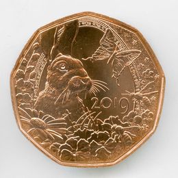 Пасхальный заяц 5 евро 2019 Австрия (сост. UNC)