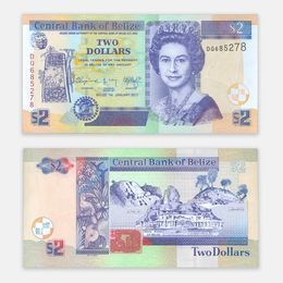 Банкнота 2 доллара 2021 Белиз (сост. UNC)