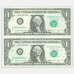 1 доллар 1988 США (неразрезанный лист 1х2) (сост. UNC)