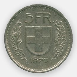 5 франков 1970 Швейцария (сост. Very Fine)