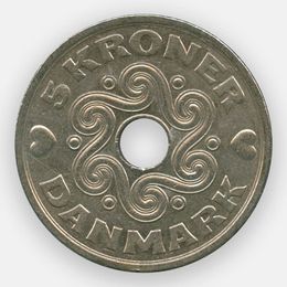 5 крон 1990-2019 Дания (сост. Very Fine)