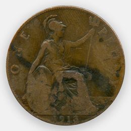 1 пенни 1913 Великобритания (сост. Very Fine)