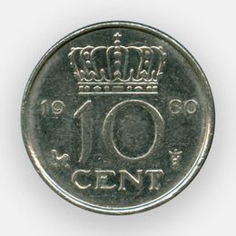 10 центов 1950-1980 Нидерланды (сост. Very Fine)