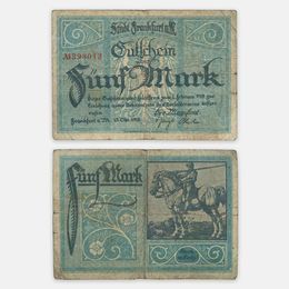 Банкнота 5 марок 1918 Германия (Франкфурт) (сост. Fine)