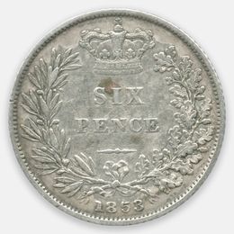 6 пенсов 1853 Великобритания (Very Fine)