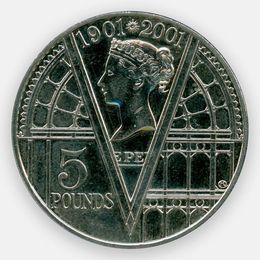 100 лет Королеве Виктории 5 фунтов 2001 Великобритания (сост. XFine)