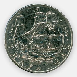 200 лет Трафальгарской битве 5 фунтов 2005 Великобритания (сост. XFine)