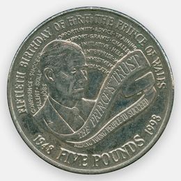 50 лет принцу Чарльзу 5 фунтов 1998 Великобритания (сост. XFine)