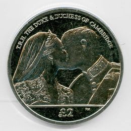 Годовщина свадьбы Принца Уильяма и Кейт Миддлтон 2 фунта 2012 Южная Георгия и Южные Сендвичевы острова (сост. brilliant UNC)