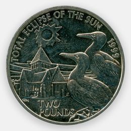 Полное солнечное затмение 2 фунта 1999 Гернси (Олдерни) (сост. UNC)