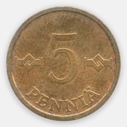 5 пенни 1963-1977 Финляндия (Very Fine)