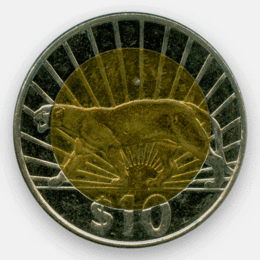 10 песо 2011-2015 Уругвай (сост. Very Fine)