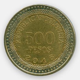 500 песо 2012-2019 Колумбия (Very Fine)