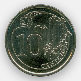 10 центов 2013-2018 Сингапур (сост. Very Fine)