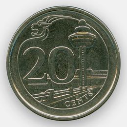 20 центов 2013-2018 Сингапур (сост. Very Fine)