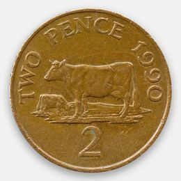 2 пенса 1985-1997 Гернси (сост. Very Fine)
